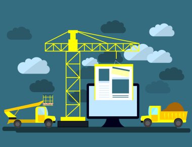 Düz Tasarım Web altında inşaat, web sayfası inşa süreci, site form düzeni Web geliştirme.