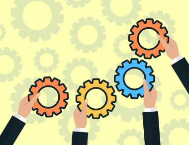 Modern düz illüstrasyon, hedefe ulaşmak için takım çalışması