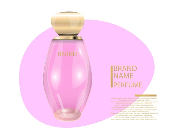 Flacon en verre de parfum glamour Illustration vectorielle réaliste 3D maquillée — Image vectorielle