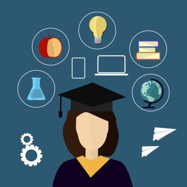 Eğitim Infographic. E-öğrenme ve çevrimiçi eğitim için düz vektör çizim.