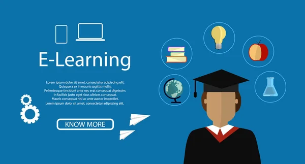 Istruzione infografica. Illustrazione vettoriale piatta per l'e-learning e l'educazione online . — Vettoriale Stock