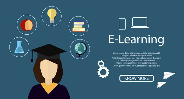 Infographie éducative. Illustration vectorielle plate pour l'apprentissage en ligne et l'éducation en ligne . — Image vectorielle