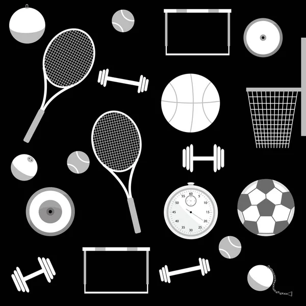 Nahtlose Muster von Sport Inventar, Waren. Flachbild-Illustration — Stockvektor