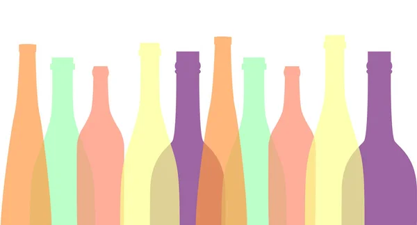 Farklı renkli şarap şişeleri şeklinde. Düz tasarlamak — Stok Vektör