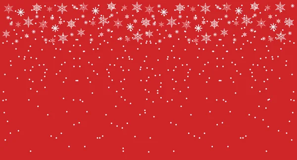 Navidad y Año Nuevo Fondo Rojo con copos de nieve. Ilustración plana — Vector de stock