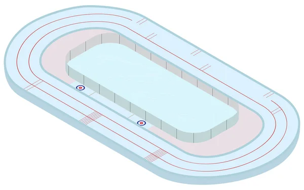 Uprawiania sportów zimowych. Izometryczne wielofunkcyjny stadion na łyżwach, Łyżwiarstwo szybkie, curling — Wektor stockowy