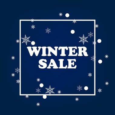 Kış satış banner tasarımı simgeler alışveriş ile promosyon için.