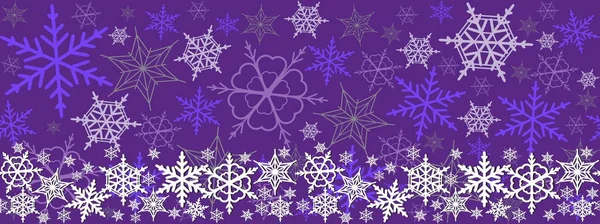 Patrón horizontal sin costuras de Navidad. copos de nieve coloridos — Vector de stock