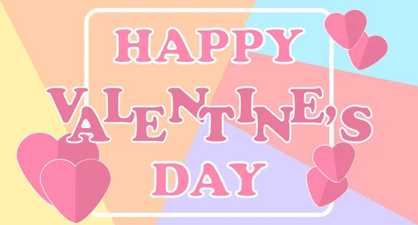 Valentine's day background with red hearts on the pink background. — Stock Vector