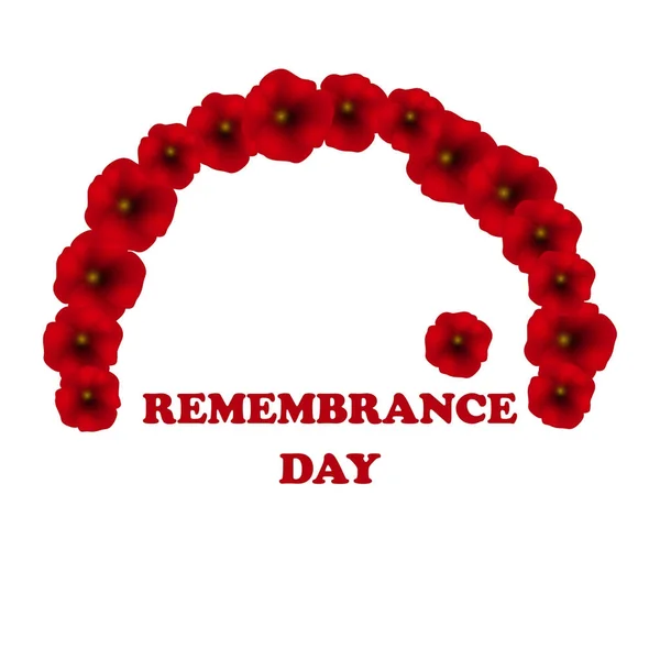 Gedenktag, Volkstrauertag, Veteranentag mit Mohnblumen. damit wir nicht vergessen. — Stockvektor