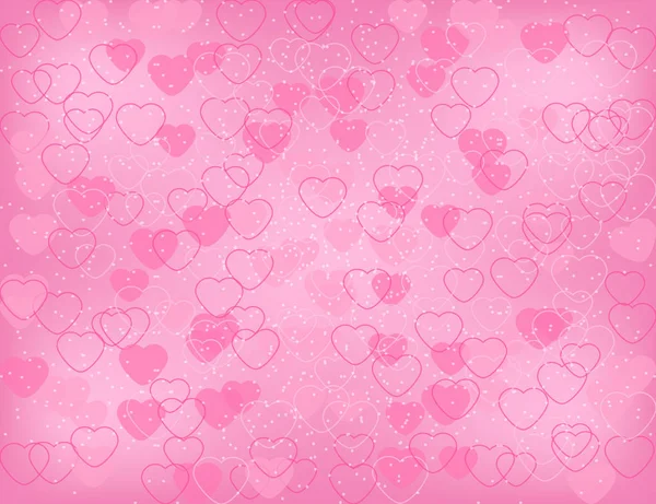 Valentine's day background with hearts and sparkles on the pink — Stock Vector