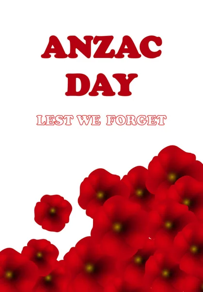 Día de la Memoria, Día de Anzac, Día de los Veteranos Antecedentes con amapolas. Para que no nos olvidemos . — Vector de stock