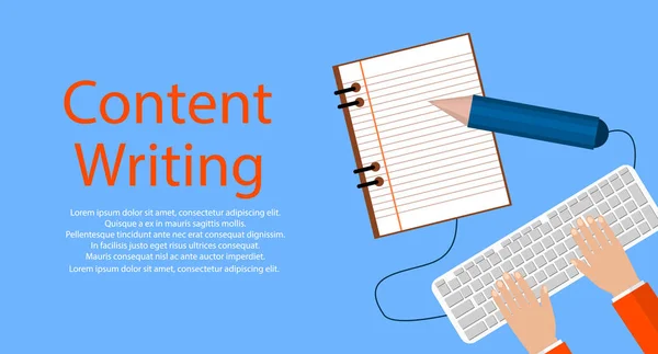 Scrittura di contenuti creativo, Post Blogging, illustrazione piatto di Media digitali — Vettoriale Stock