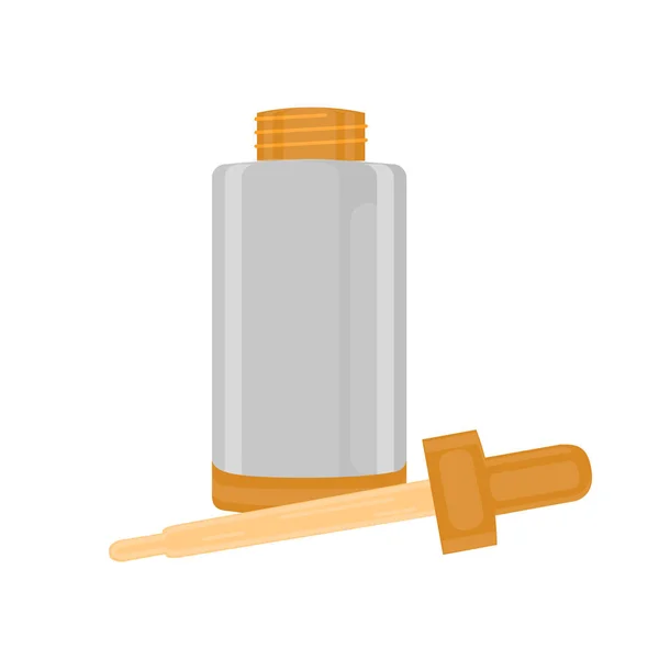 Frasco cosmético ou garrafa com conta-gotas. Ícone plano isolado no fundo branco —  Vetores de Stock