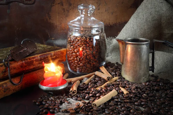 Caffè still life in stile retrò a lume di candela — Foto Stock