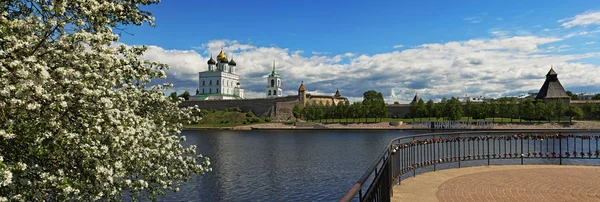 Panorama Kreml a Trinity katedrála ve městě Pskov — Stock fotografie