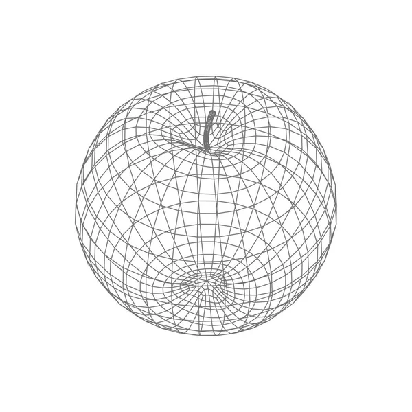 三维线框苹果在白色背景上。矢量图 — 图库矢量图片