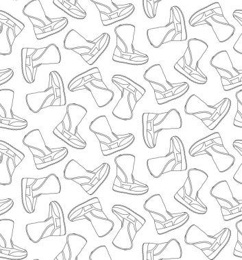  Elle çizilmiş kontur kış sıcak boots desen