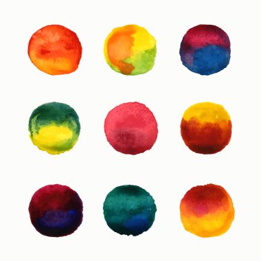 Beyaz arka plan üzerinde izole suluboya daireler