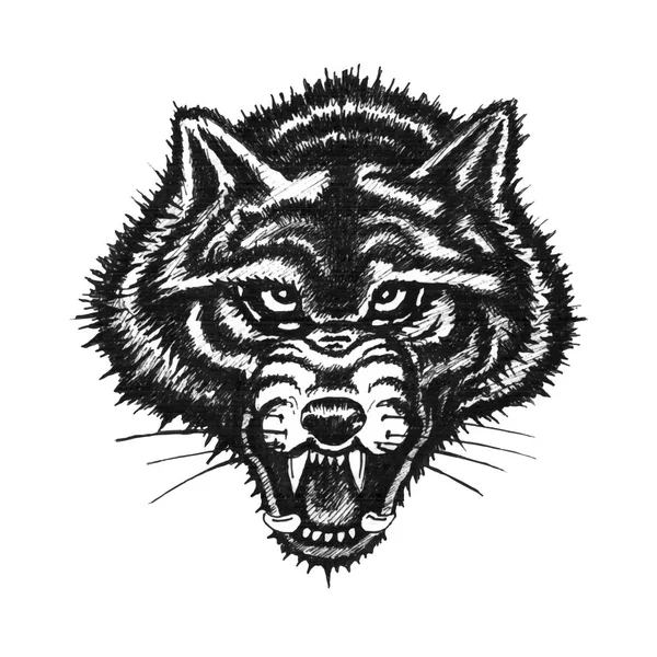 Handgezeichnetes Wolfsgesicht — Stockfoto