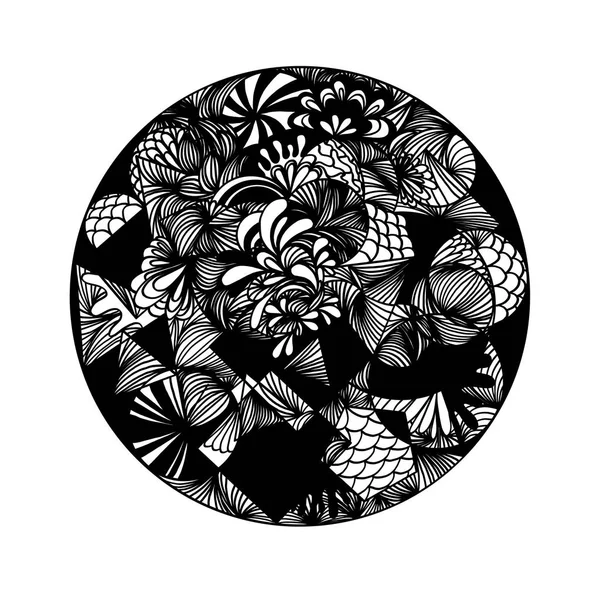 別の Zentangle 風手描き黒と白ボール — ストックベクタ