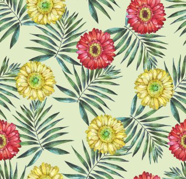 gerbera ile sorunsuz çiçek desenli