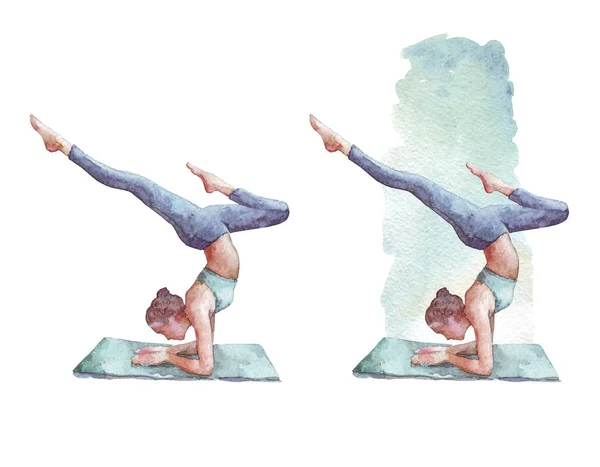 Sporty girl practices Forearm Stand — Stock Photo, Image