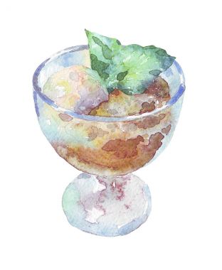 Beyaz üzerine dondurma tatlı