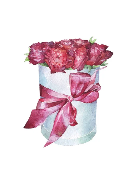 Basket with a bouquet of roses — Stock Photo, Image