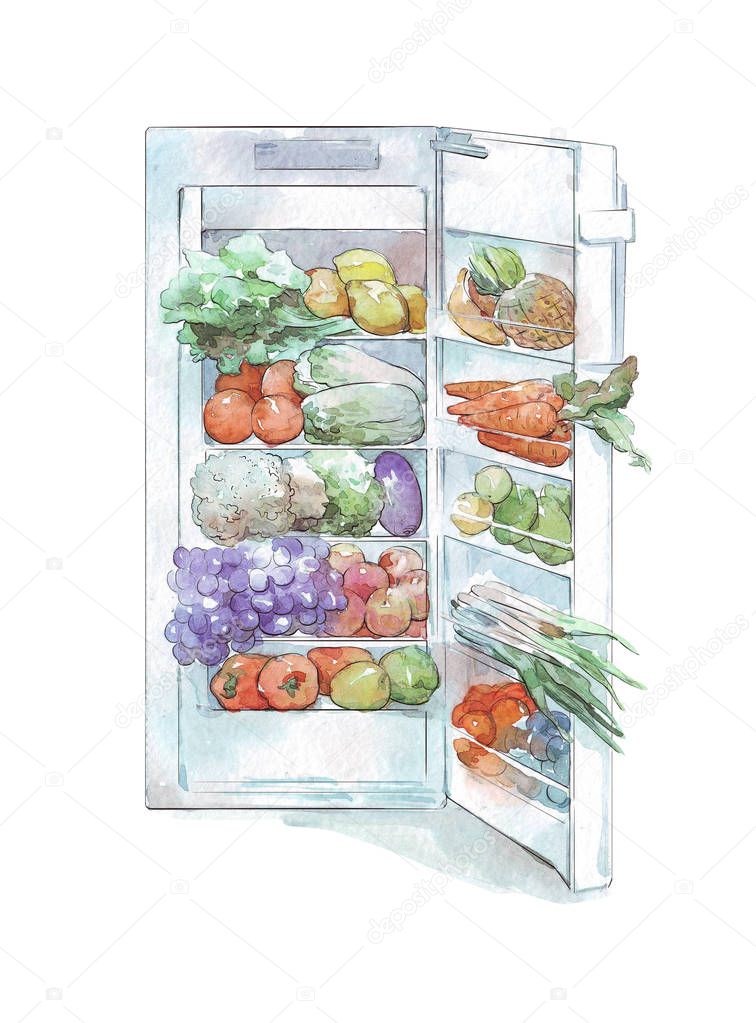 refrigerator full of vegetarian food