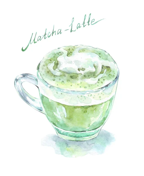 Uma xícara de latte matcha verde — Fotografia de Stock