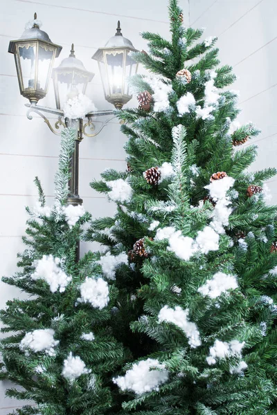 Weihnachtsbaum im Winter. Weihnachtlicher Hintergrund. Weihnachtskarte — Stockfoto