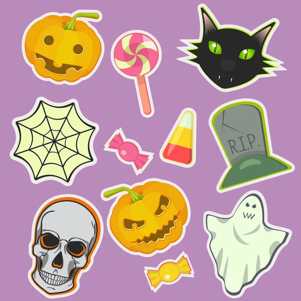 Halloween decoración atributos vector imagen . — Vector de stock