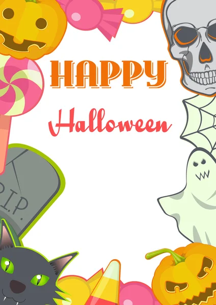 Caricatura de Halloween signos y símbolos marco de la tarjeta . — Vector de stock
