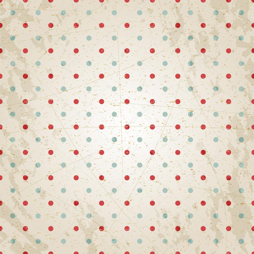 Grunge vintage paper texture, red and blue dots.