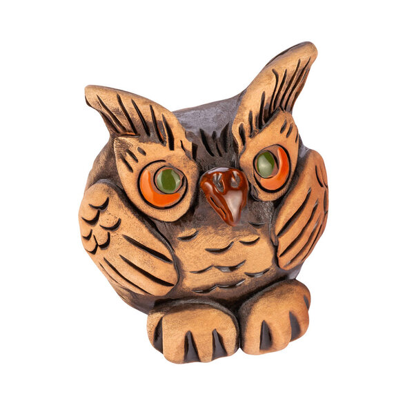 Decorative clay owl figurine, symbol of wisdom
