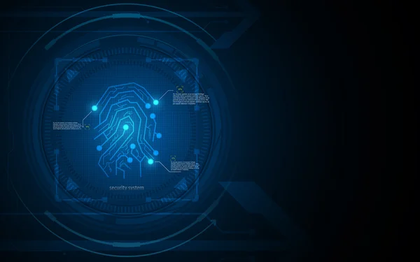 指紋セキュリティ パターンこんにちはハイテク デザイン コンセプトの背景 — ストックベクタ