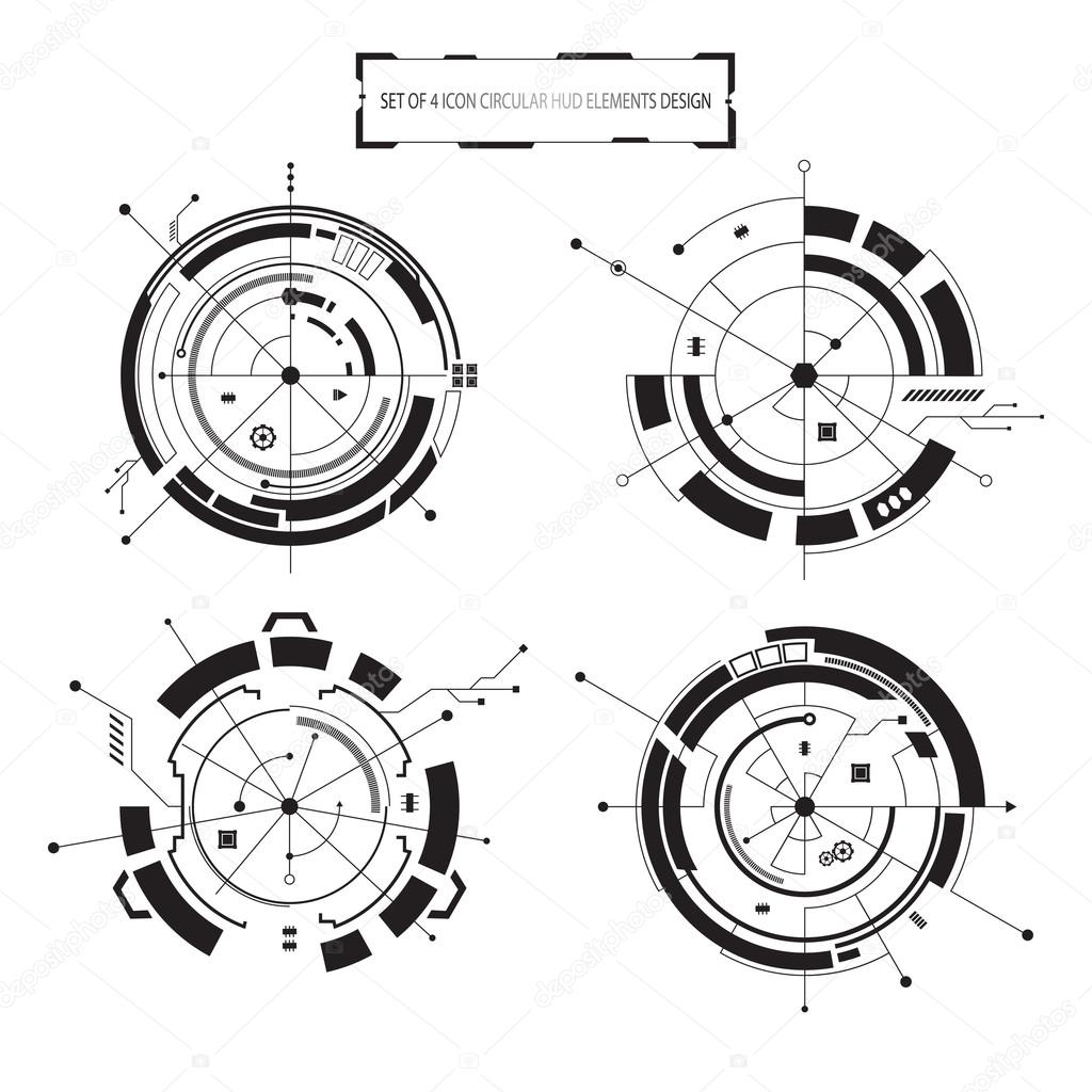 set of 4 circular hud elements