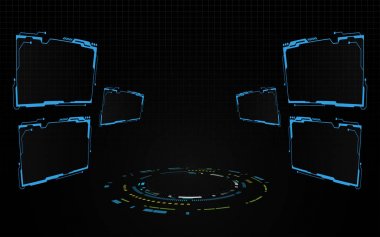 sanal hud GUI Vr cam teknolojisi sistemi akıllı AI kavramı geri