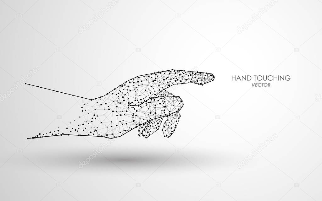 digital polygonal hand touching design