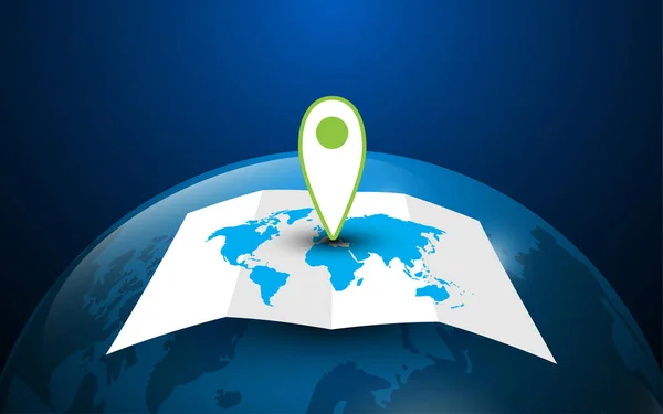 Kaart check-in punt mark op globe achtergrond — Stockvector