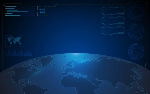 World map sci fi technology telecommunications concept — стоковый вектор