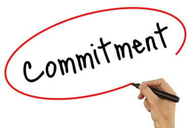 Man Hand writing Commitment with black marker on visual screen.  clipart