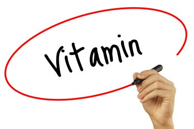 Adam el vitamini ile siyah kalemi görsel ekranda yazma. ISO