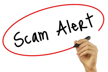 Adam el Scam Uyarısı ile siyah kalemi görsel ekranda yazma. 