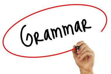 Adam el dilbilgisi ile siyah kalemi görsel ekranda yazma. ISO