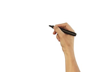 Adam el işareti ile şeffaf cam, Isola bir şey yazmak