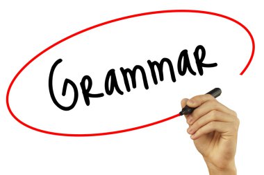 Adam el dilbilgisi ile siyah kalemi görsel ekranda yazma. ISO