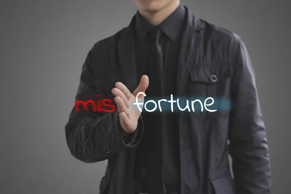 Fortune concept. Businessman misfortune the unknown into fortune — Stock Photo, Image