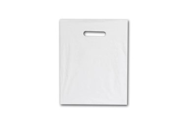 Boş poşet izole üzerinde beyaz sahte. Boş beyaz polyeth